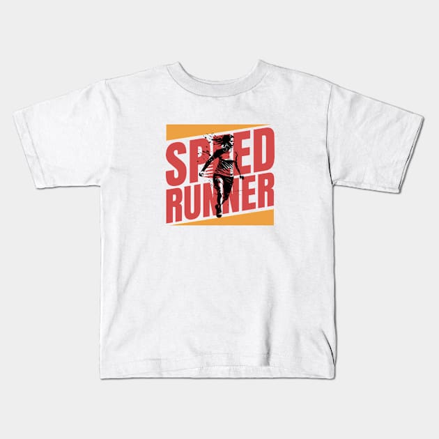 Runner woman Kids T-Shirt by Dyfrnt